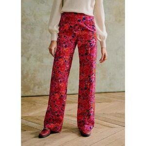 Sezane Martin Trousers - Vibrant Fuchsia Floral Pants